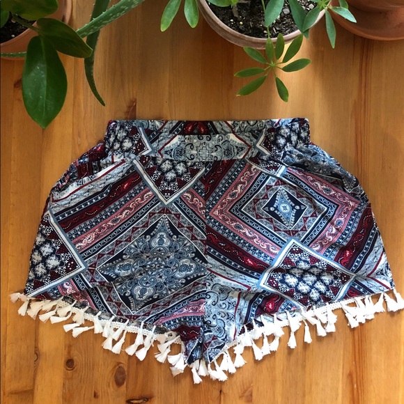 Tassel shorts Thai print beach XS SH - Picture 6 of 8